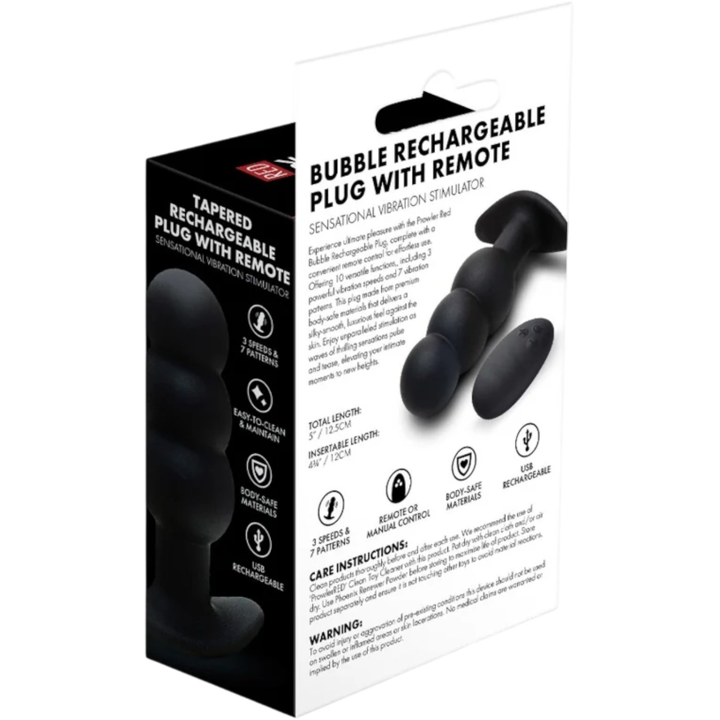 Prowler RED Bubble Rechargeable Vibrating Butt Plug with Remote