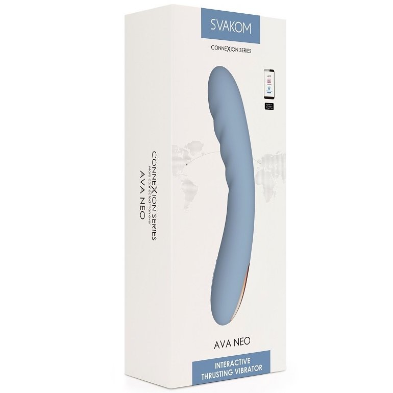 Svakom Ava Neo Interactive App Controlled Thrusting Vibrator Blue