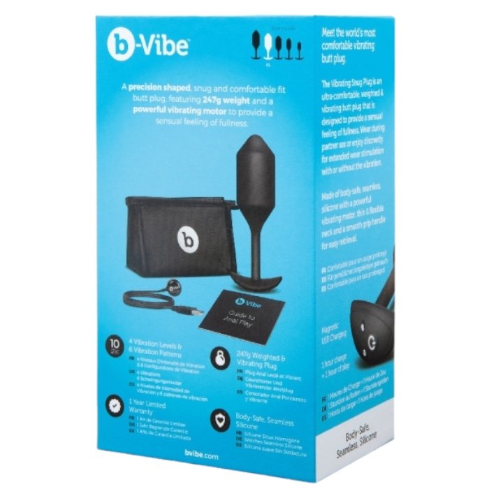 b-Vibe Vibrating Snug Plug 4 XL Rechargeable Weighted Silicone Butt Plug 5.3 Inch