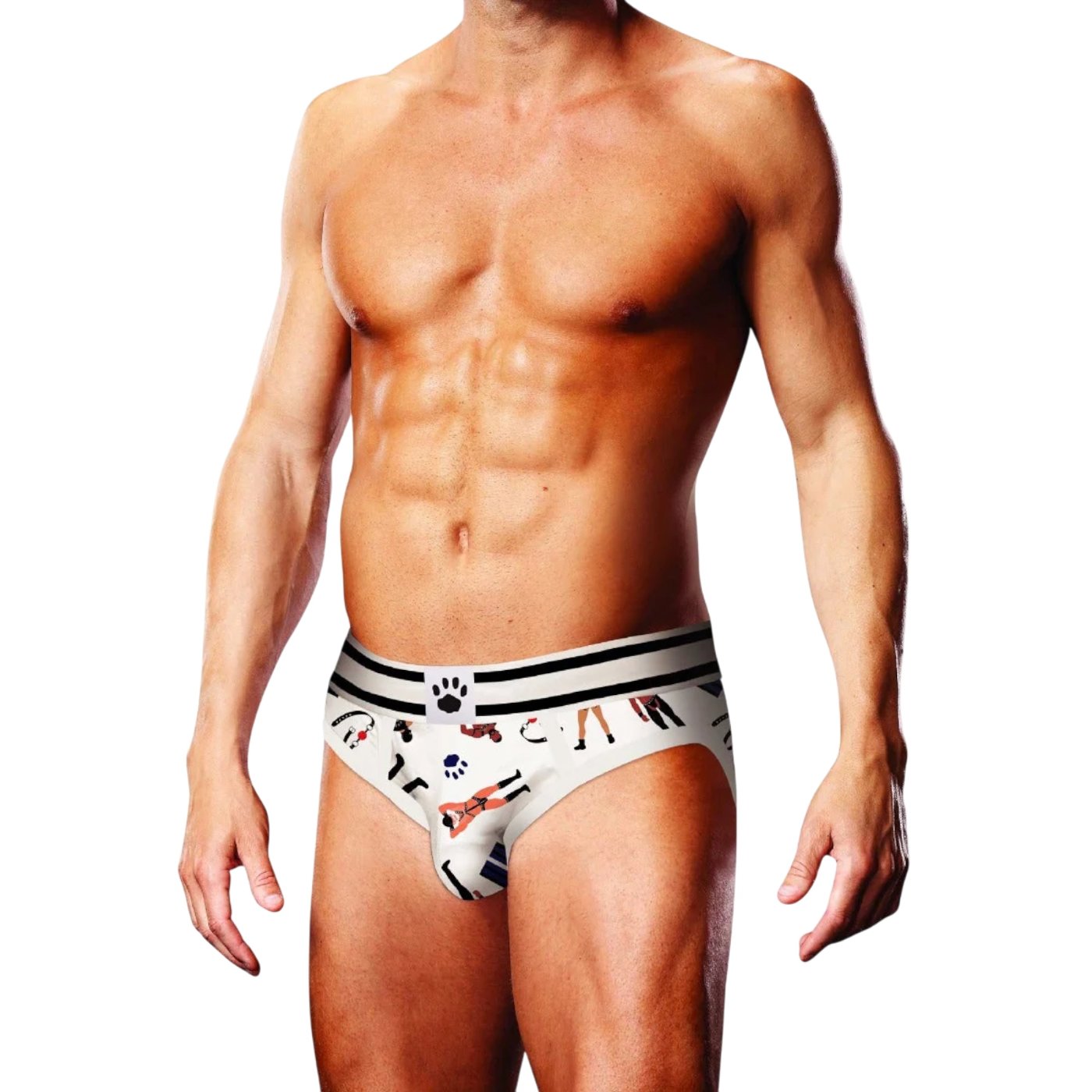 Prowler Leather Pride Print Brief White &amp; Black