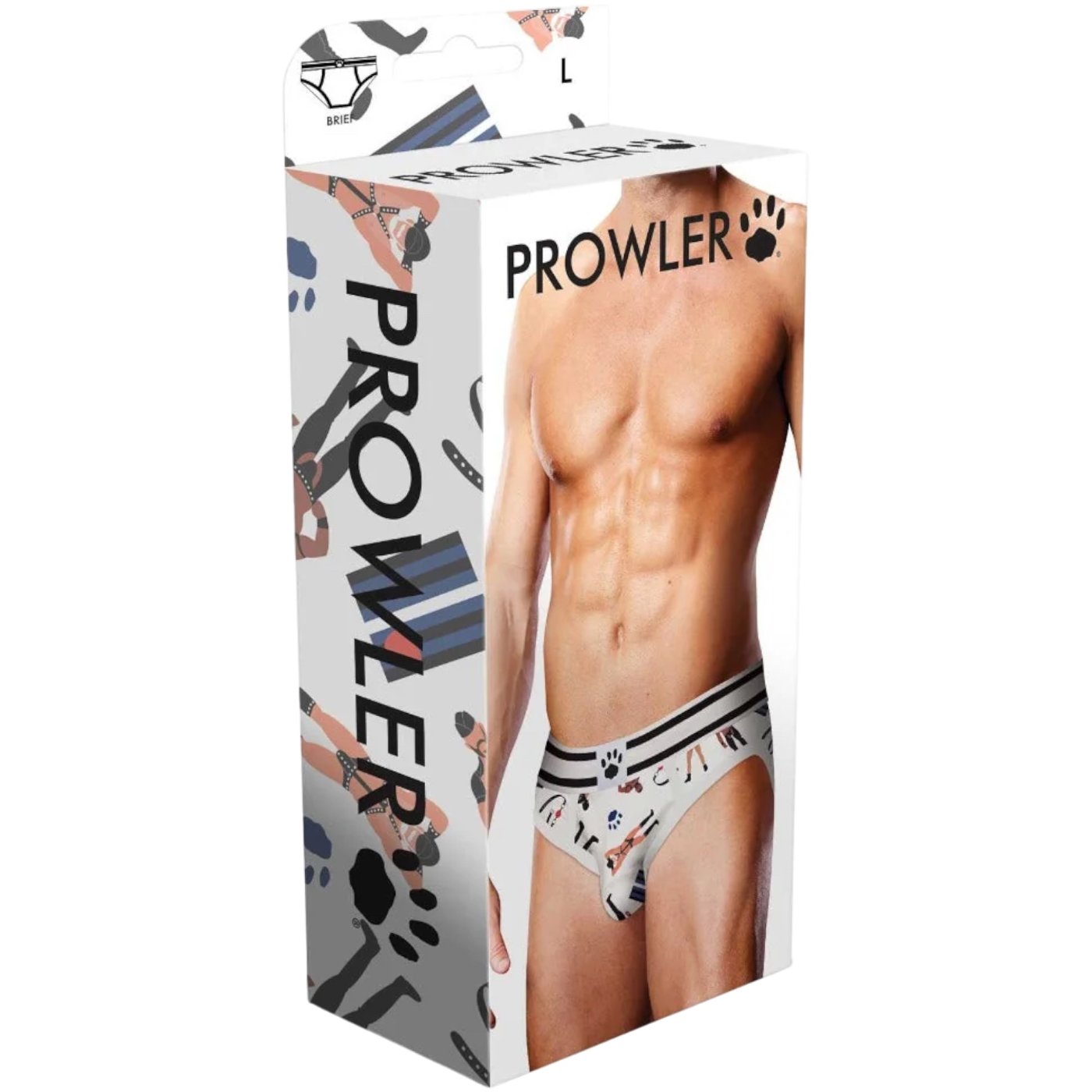 Prowler Leather Pride Print Brief White & Black