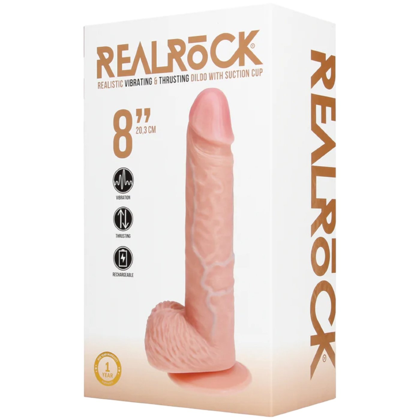 RealRock 8 Inch Realistic Vibrating & Thrusting Suction Dildo with Balls