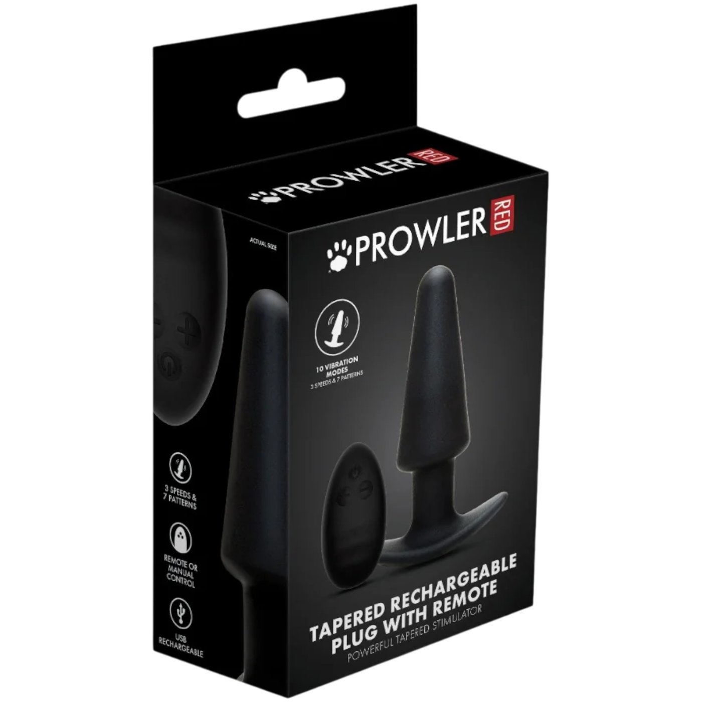 Prowler RED Tapered Rechargeable Vibrating Butt Plug with Remote