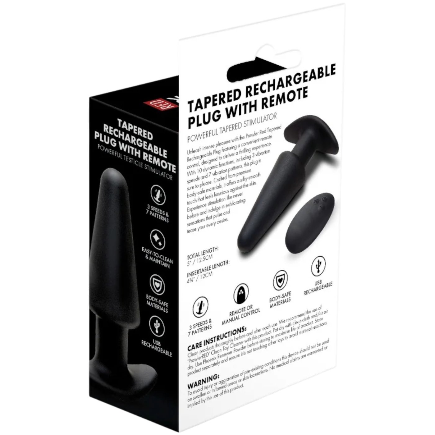 Prowler RED Tapered Rechargeable Vibrating Butt Plug with Remote