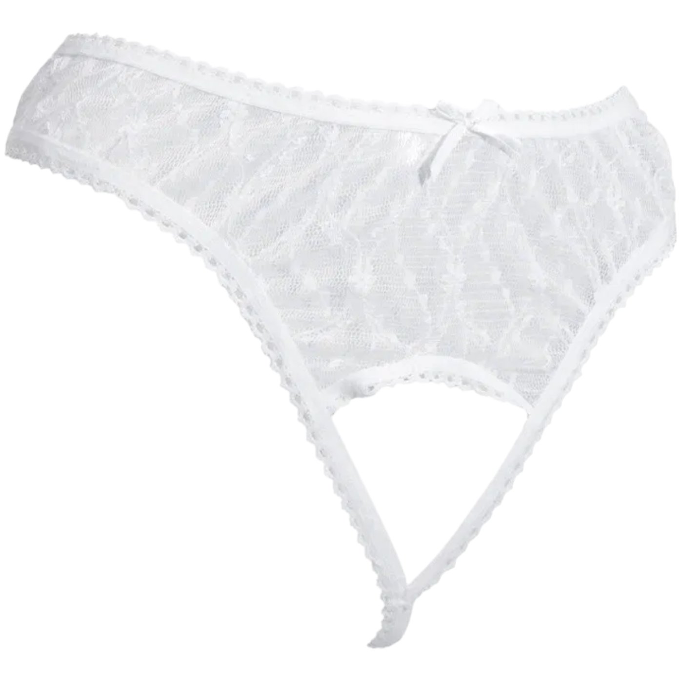 Rimba Crotchless G-String with Sheer Pattern White