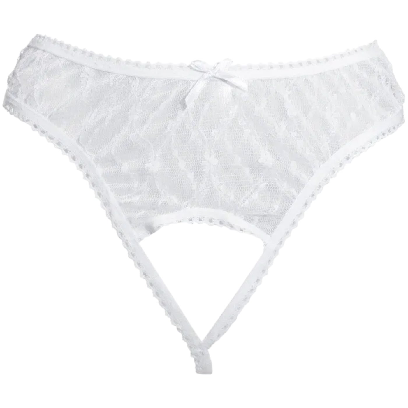 Rimba Crotchless G-String with Sheer Pattern White