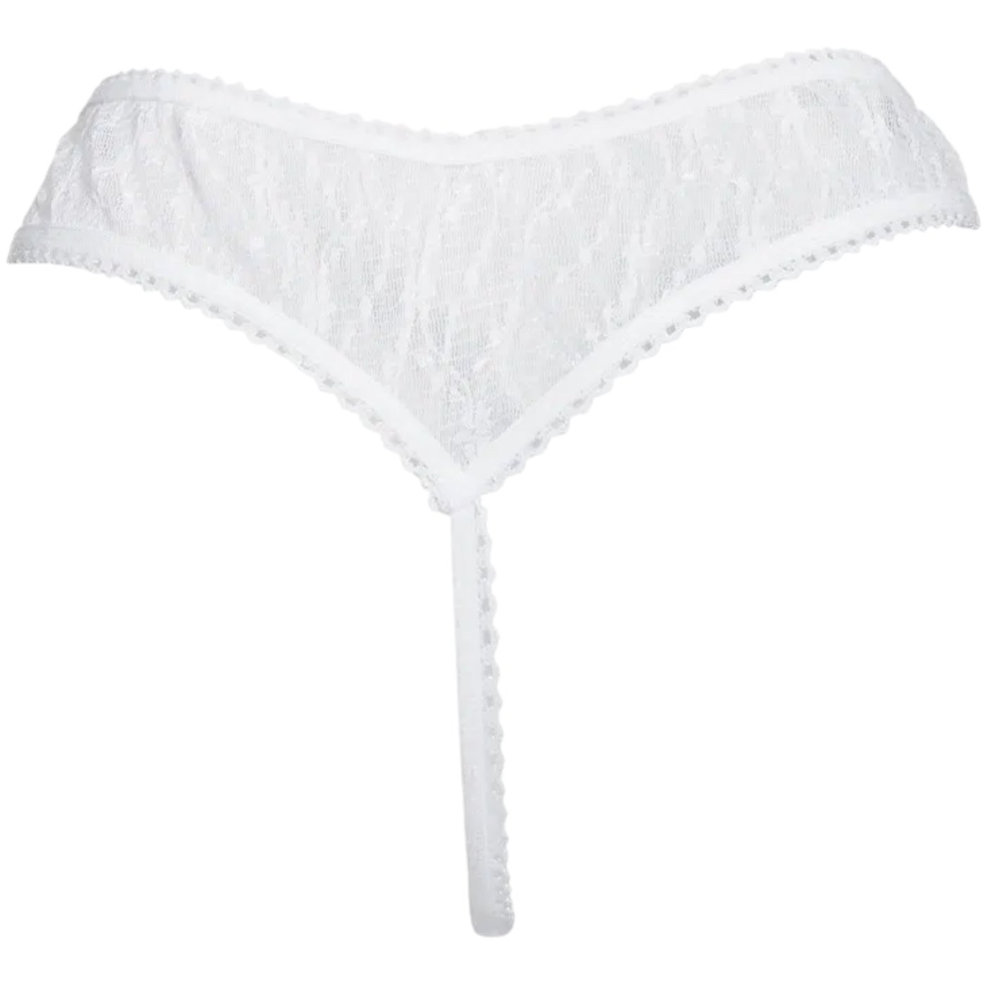 Rimba Crotchless G-String with Sheer Pattern White