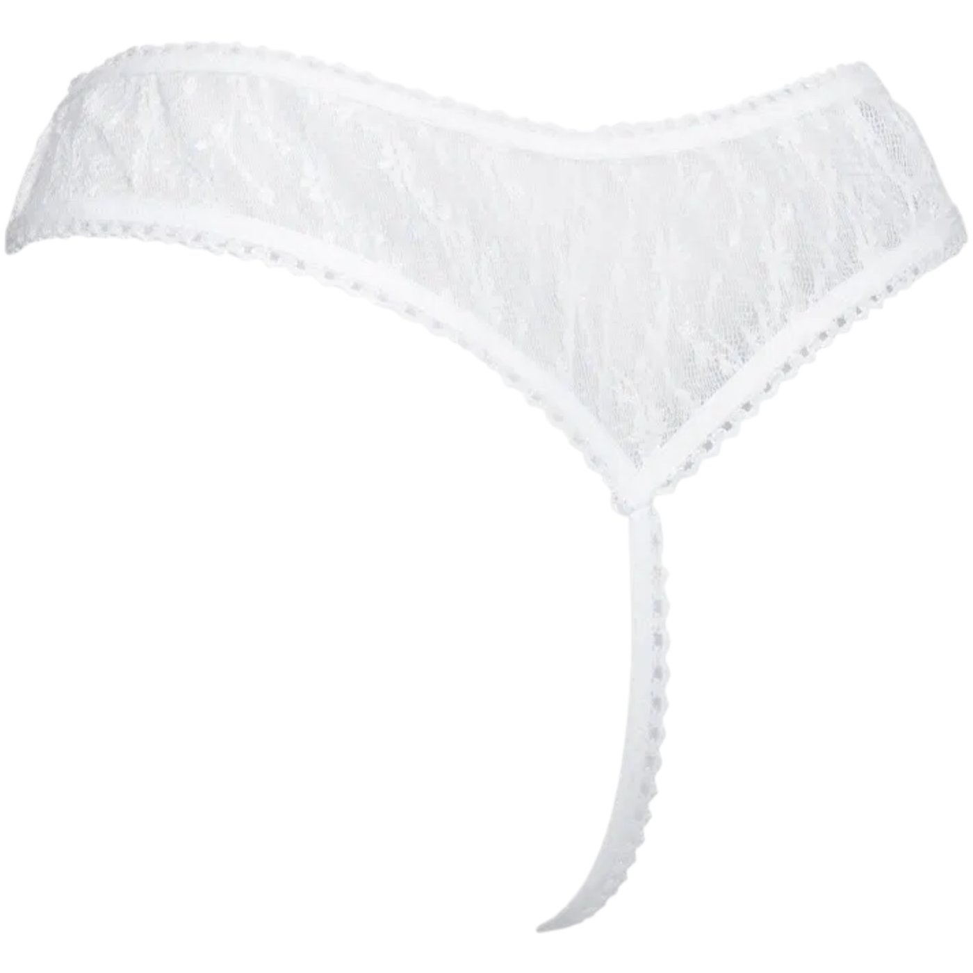 Rimba Crotchless G-String with Sheer Pattern White