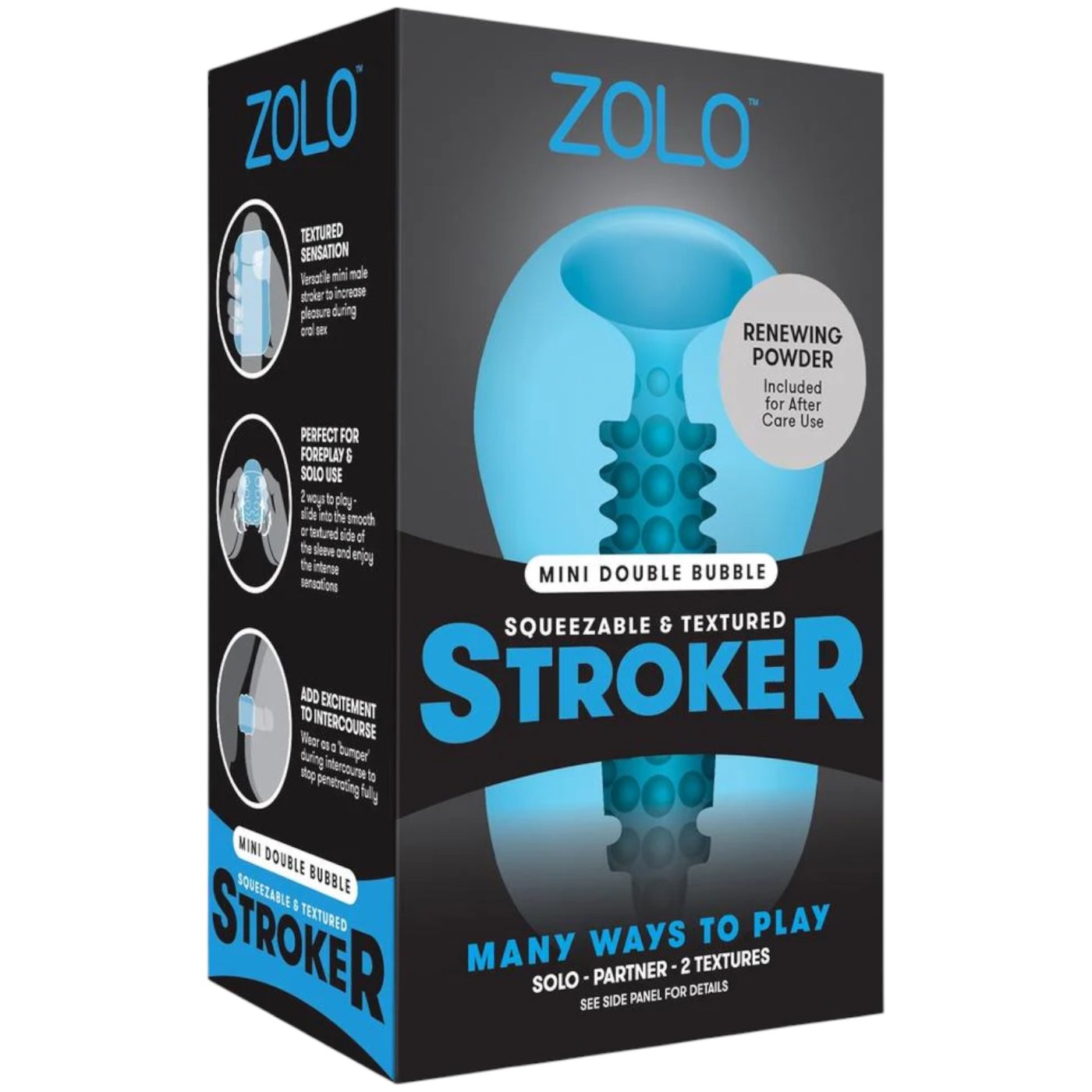 Zolo Mini Stroker Blue Double Bubble
