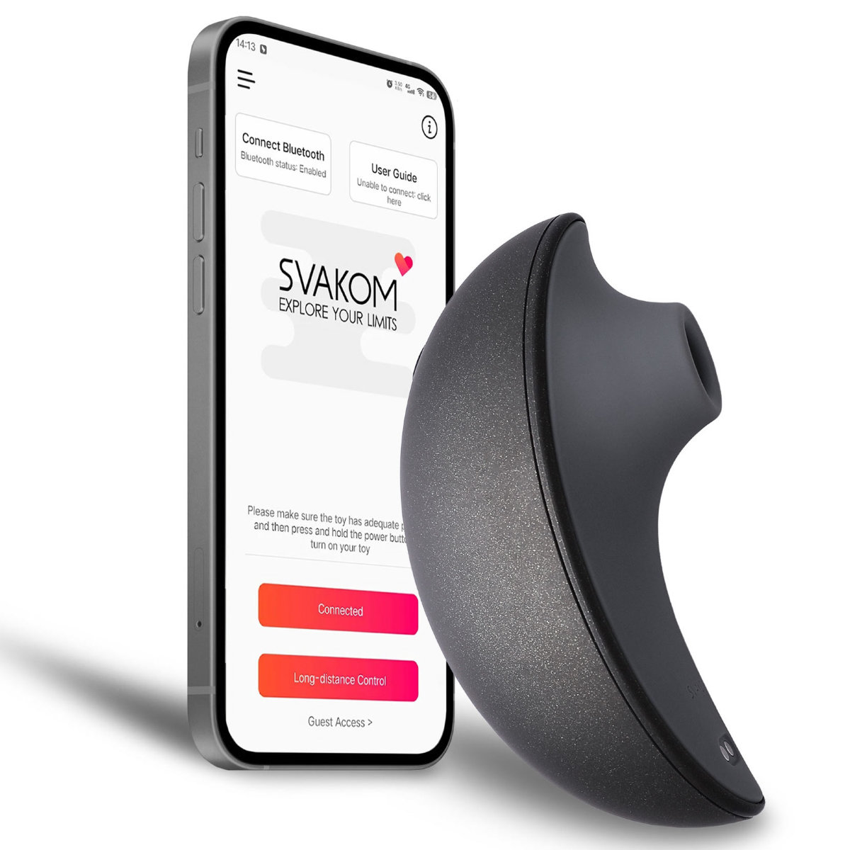 Svakom Pulse Galaxie App Controlled Rechargeable Suction Vibrator Black