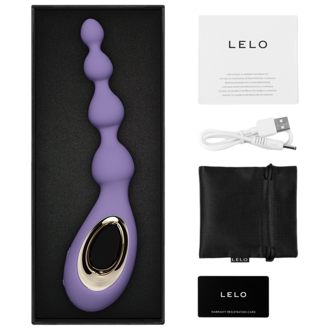 Lelo Soraya Anal Beads Vibrating Butt Plug Violet Dusk