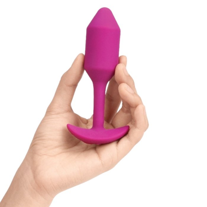 b-Vibe Vibrating Snug Plug 2 Medium Rechargeable Weighted Silicone Butt Plug 4.4 Inch Rose