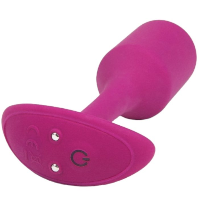 b-Vibe Vibrating Snug Plug 2 Medium Rechargeable Weighted Silicone Butt Plug 4.4 Inch Rose
