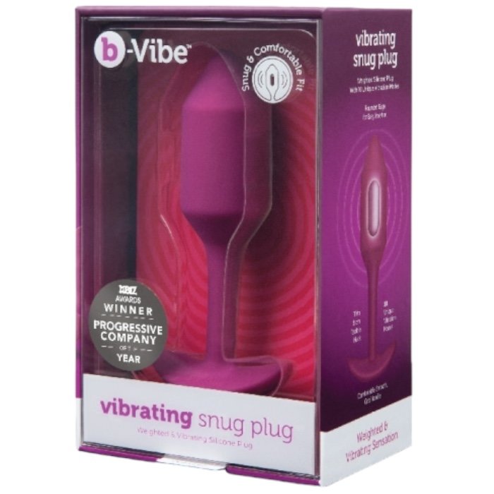 b-Vibe Vibrating Snug Plug 2 Medium Rechargeable Weighted Silicone Butt Plug 4.4 Inch Rose