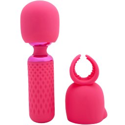 Nubii Harlow Mini Wand Warming Vibrator with Multi-Use Attachment (Pink)