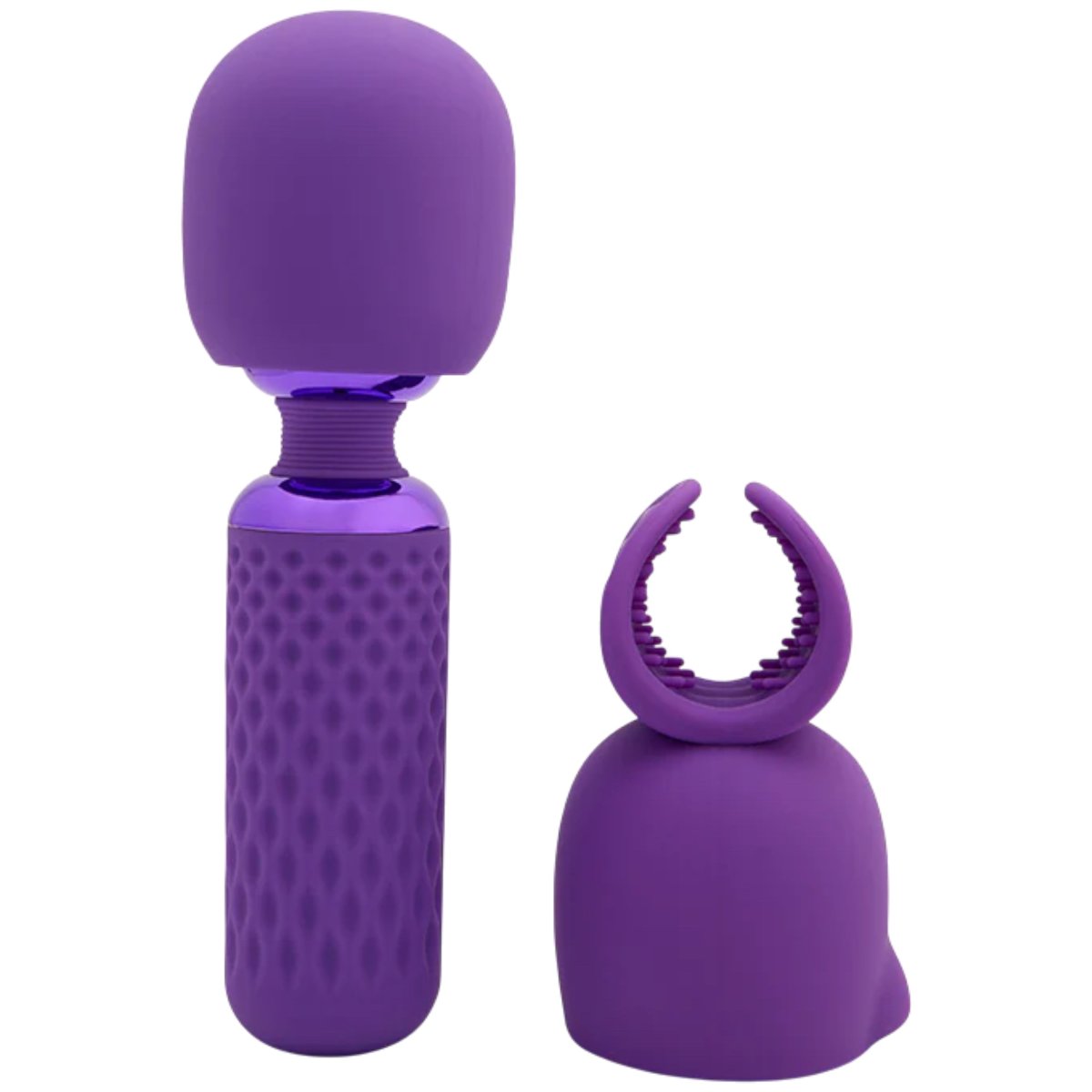 Nubii Harlow Mini Wand Warming Vibrator with Multi-Use Attachment, Purple