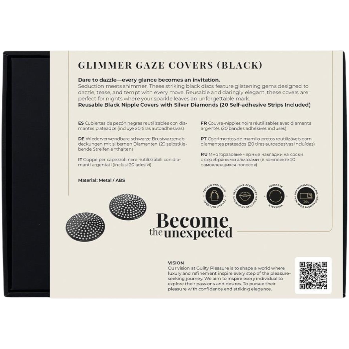 Guilty Pleasure Accents Glimmer Gaze Nipple Covers Pasties Black