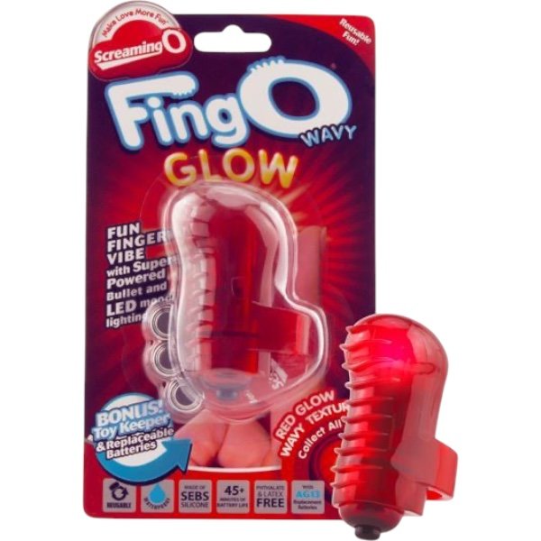Screaming O FingO's Glow Wavy Finger Vibrator Red