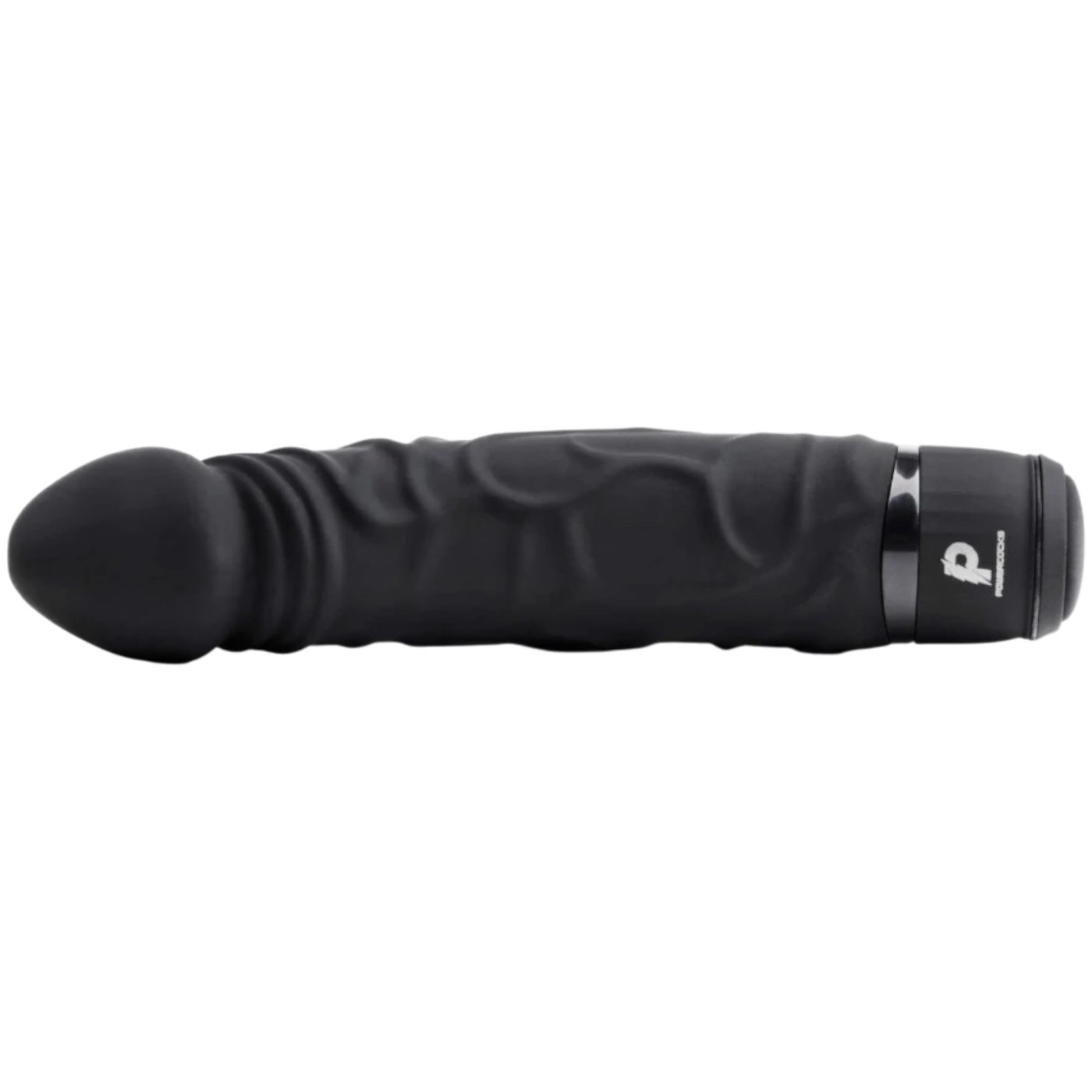 Powercocks 6.5 Inch Realistic Silicone Rechargeable Vibrator Black
