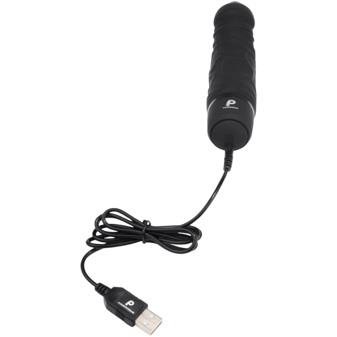 Powercocks 6.5 Inch Realistic Silicone Rechargeable Vibrator Black
