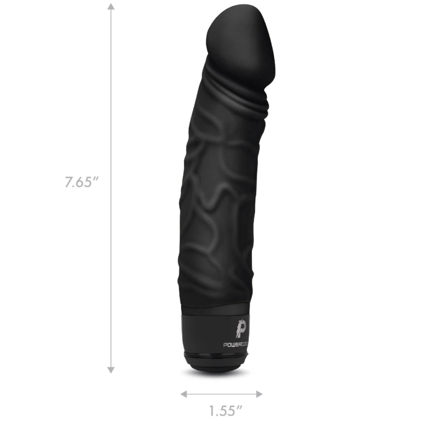 Powercocks 6.5 Inch Realistic Silicone Rechargeable Vibrator Black