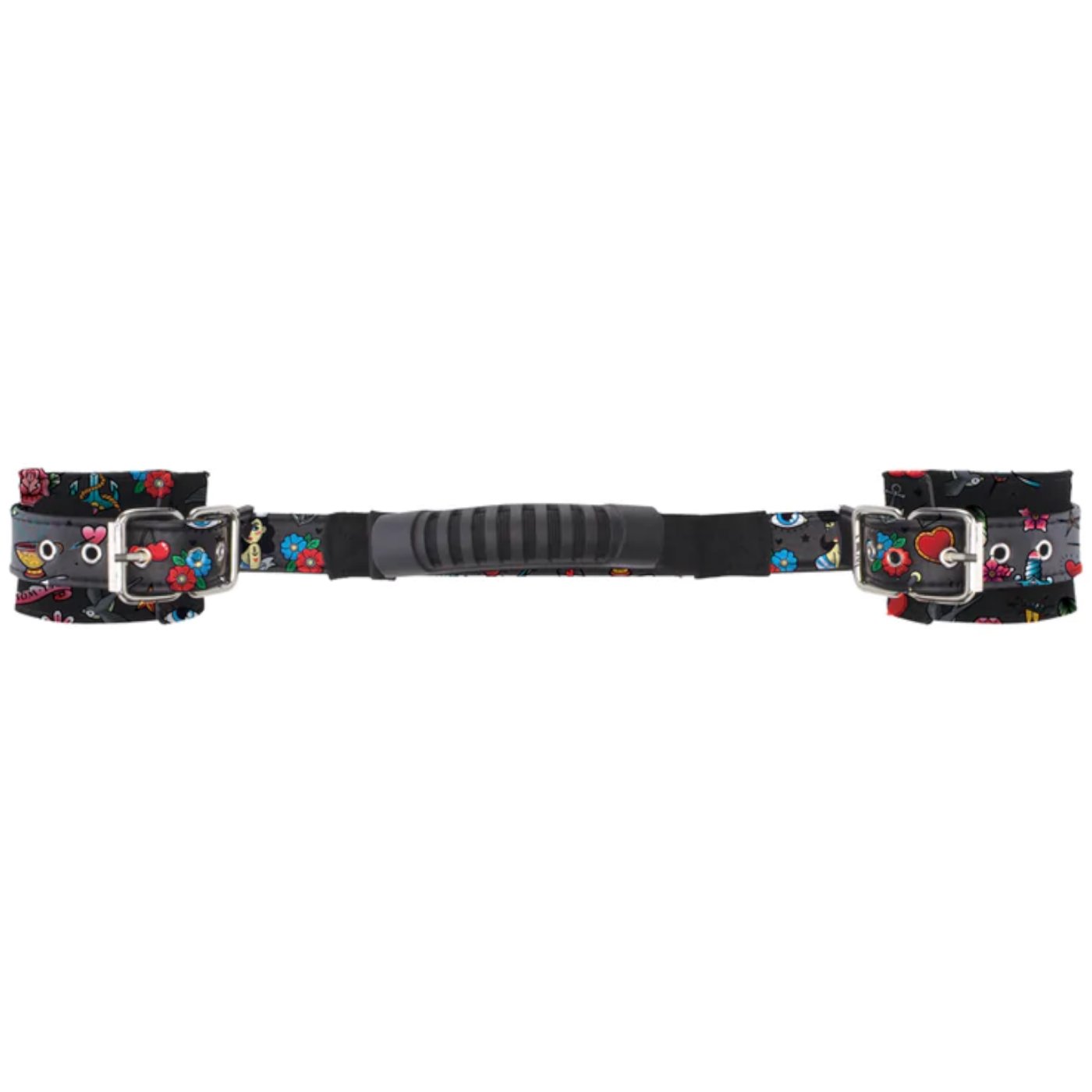 Ouch Old School Tattoo Printed Hand Cuffs With Handle