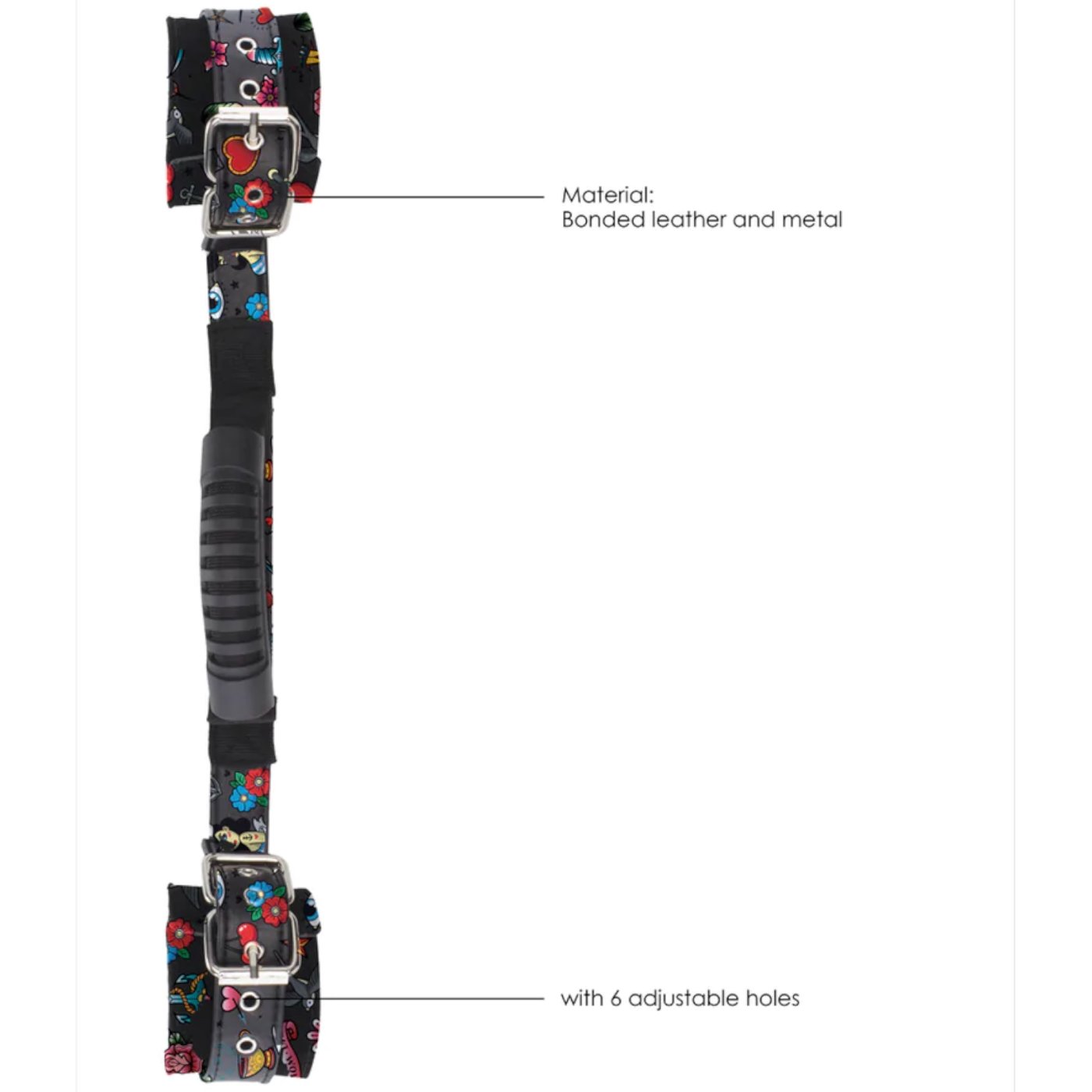 Ouch Old School Tattoo Printed Hand Cuffs With Handle