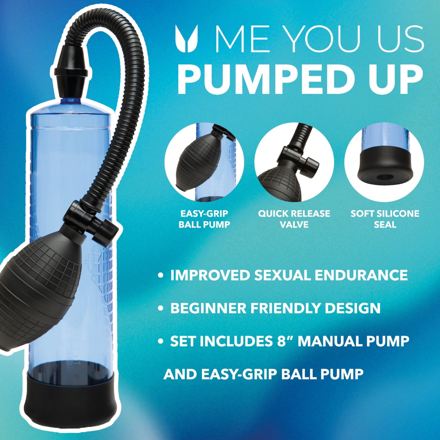 Me You Us Pumped Up Suction Penis Pump Blue