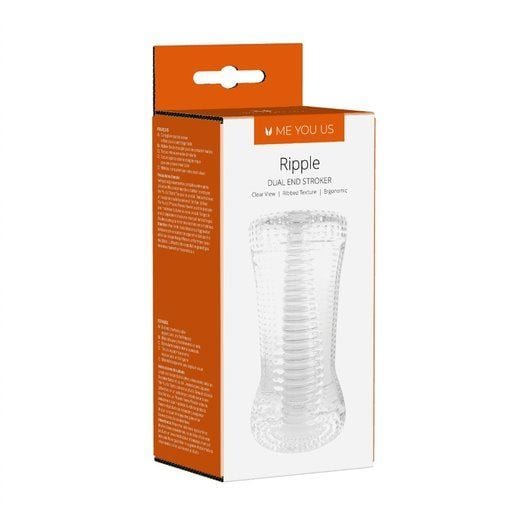 Me You Us Ripple Dual End Pocket Stroker Waterproof Men's Masturbator Transparent Insertable 5.1 Inch