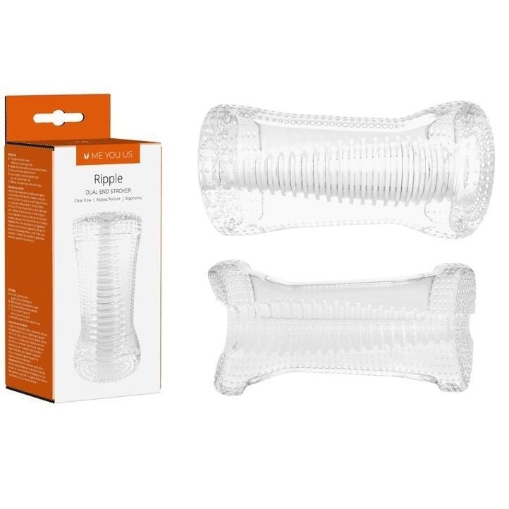 Me You Us Ripple Dual End Pocket Stroker Waterproof Men's Masturbator Transparent Insertable 5.1 Inch