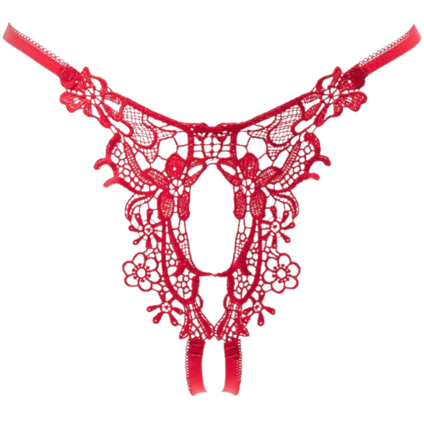 Rimba Crotchless Red Embroidered G-String