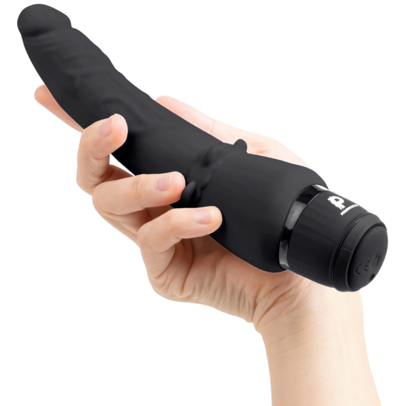 Powercocks 7 Inch Realistic Slim Anal Silicone Vibrator Black
