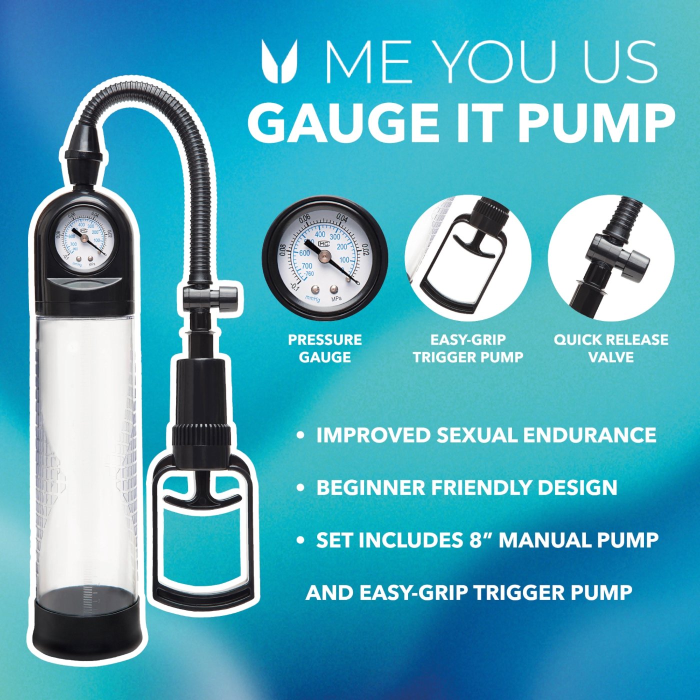 Me You Us Trigger Suction Penis Pump Clear
