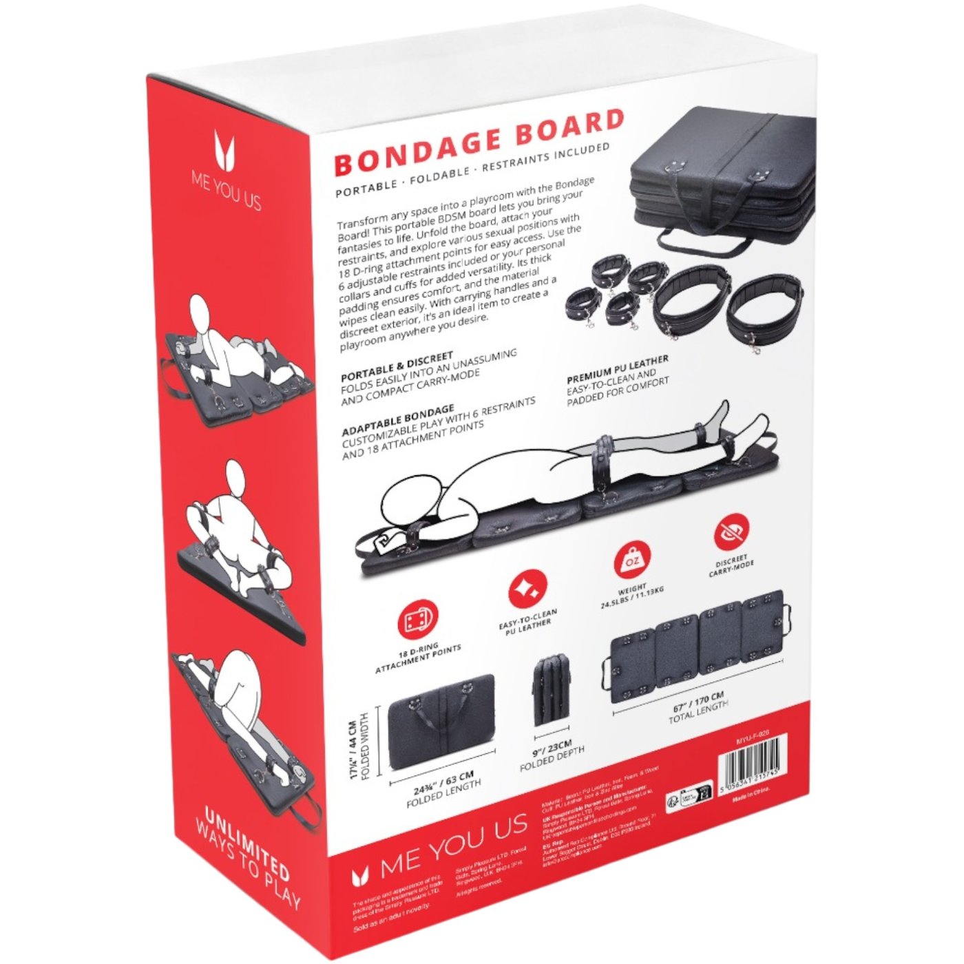 Me You Us Portable Foldable Bondage Board with 6 Restraints