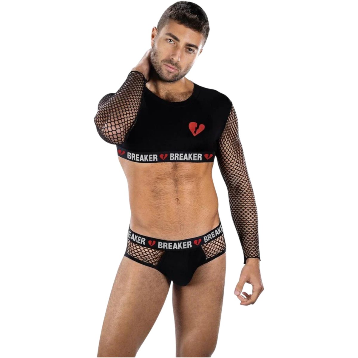 Envy Heartbreaker Men’s Mesh Crop Top & Briefs Lingerie Set