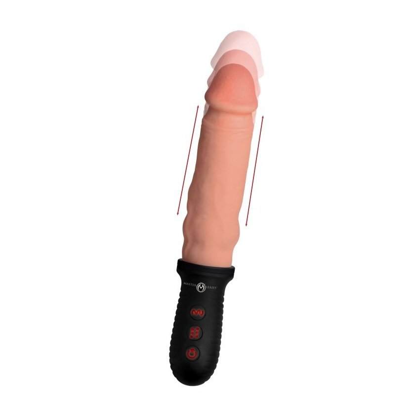 Master Series 8X Auto Pounder Vibrating and Thrusting Dildo With Handle Flesh 7.5 Inch