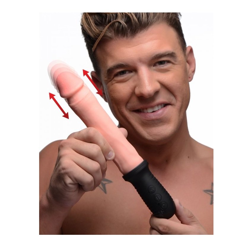 Master Series 8X Auto Pounder Vibrating and Thrusting Dildo With Handle Flesh 7.5 Inch