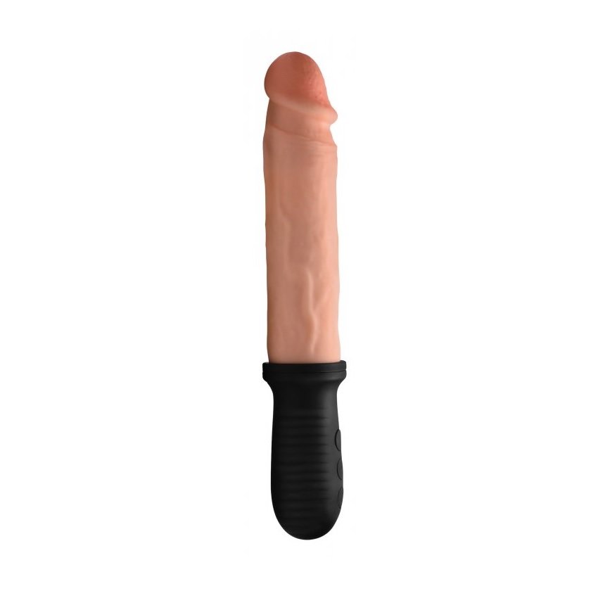Master Series 8X Auto Pounder Vibrating and Thrusting Dildo With Handle Flesh 7.5 Inch