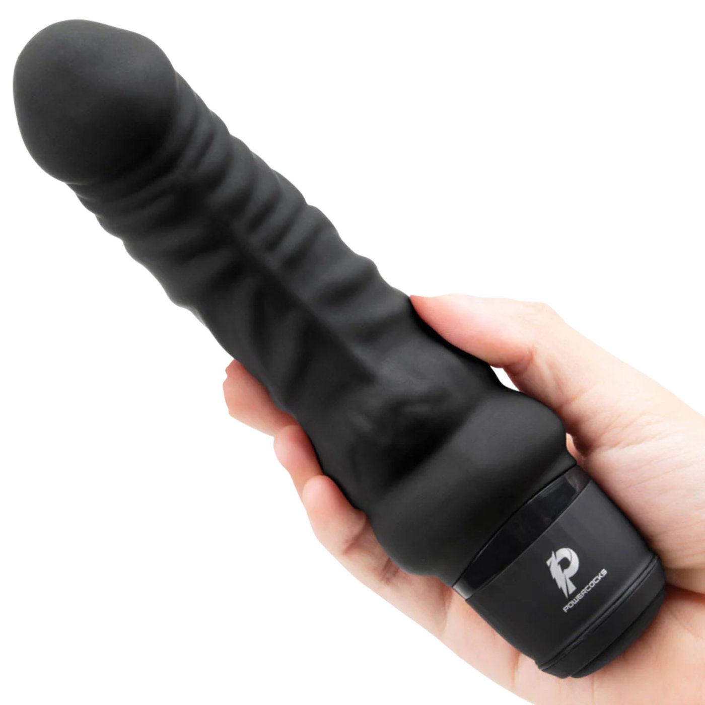 Powercocks 6 Inch Realistic Silicone Rechargeable Vibrator Black