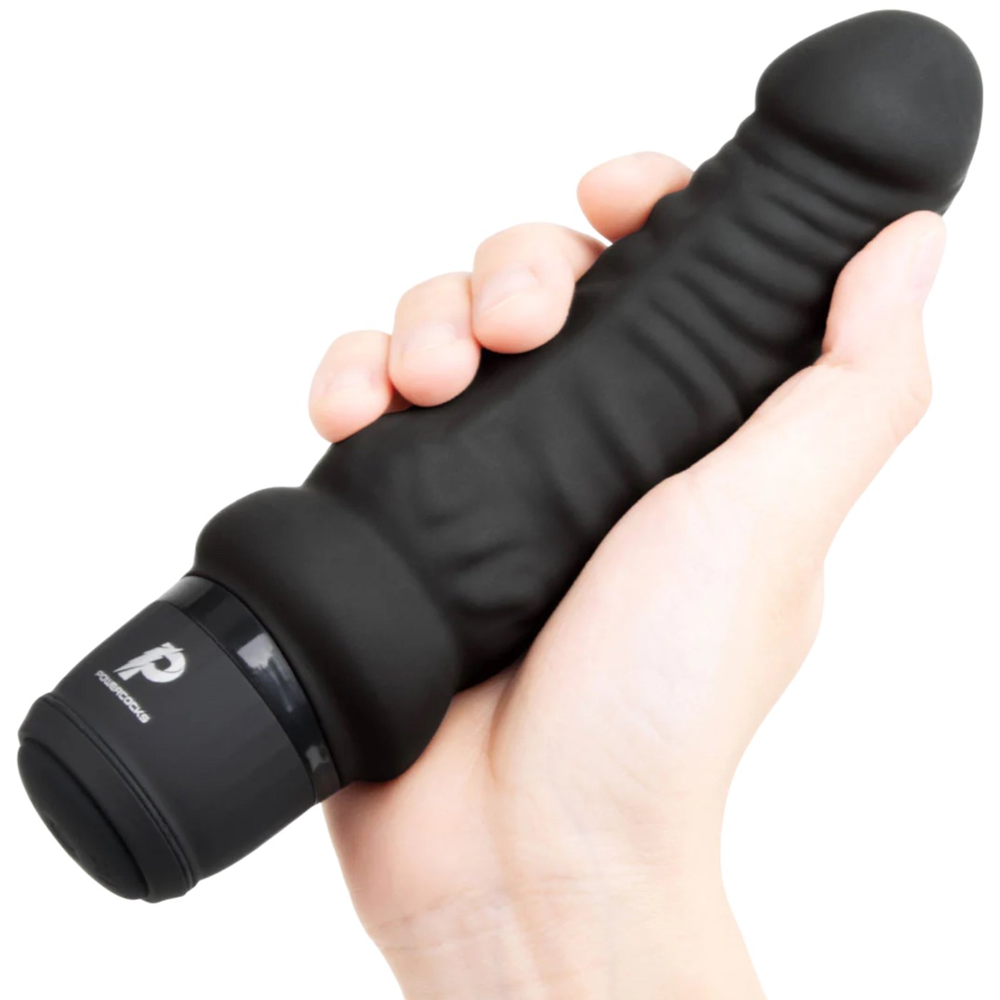 Powercocks 6 Inch Realistic Silicone Rechargeable Vibrator Black