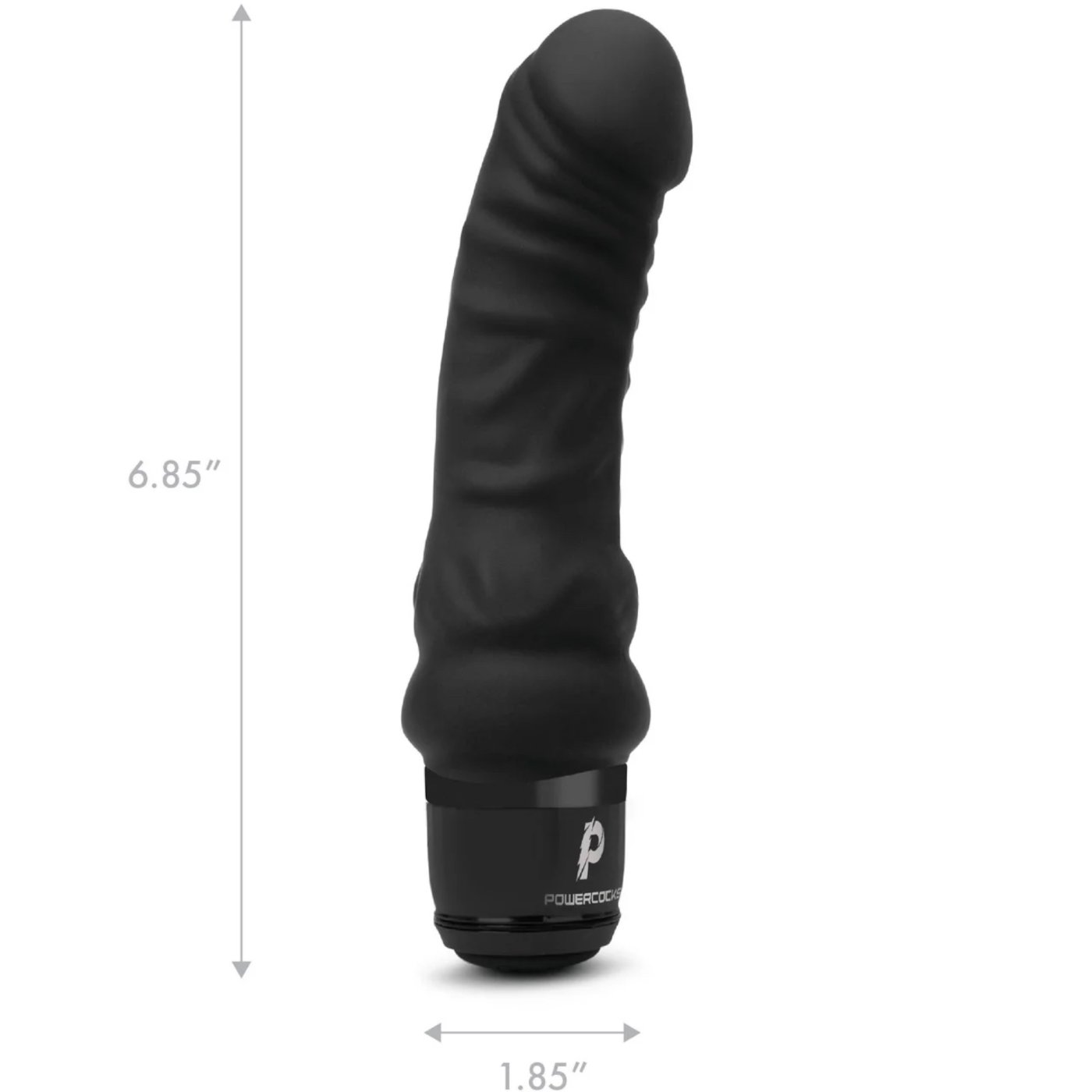 Powercocks 6 Inch Realistic Silicone Rechargeable Vibrator Black
