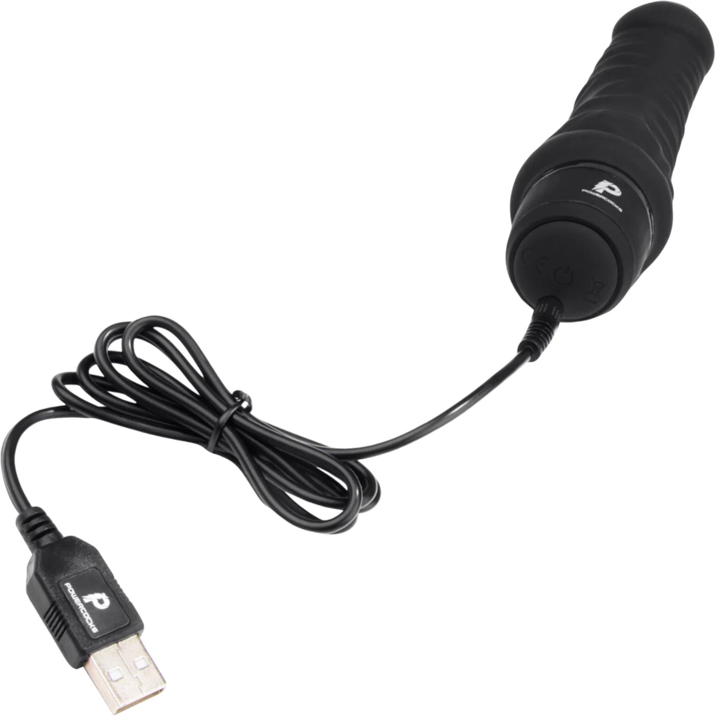 Powercocks 6 Inch Realistic Silicone Rechargeable Vibrator Black