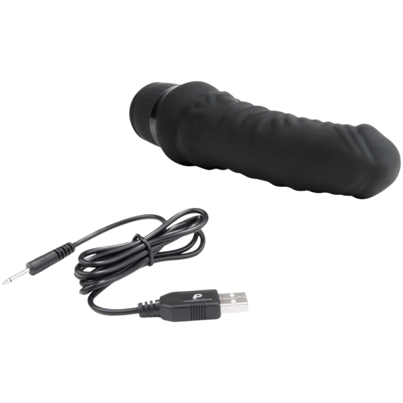 Powercocks 6 Inch Realistic Silicone Rechargeable Vibrator Black