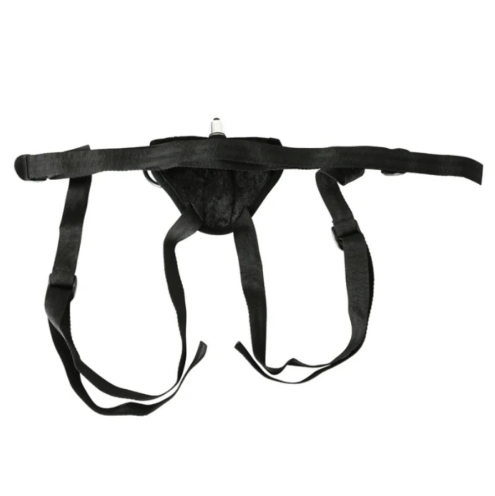 Sportsheets Vibrating Velvet Strap-On Harness Black