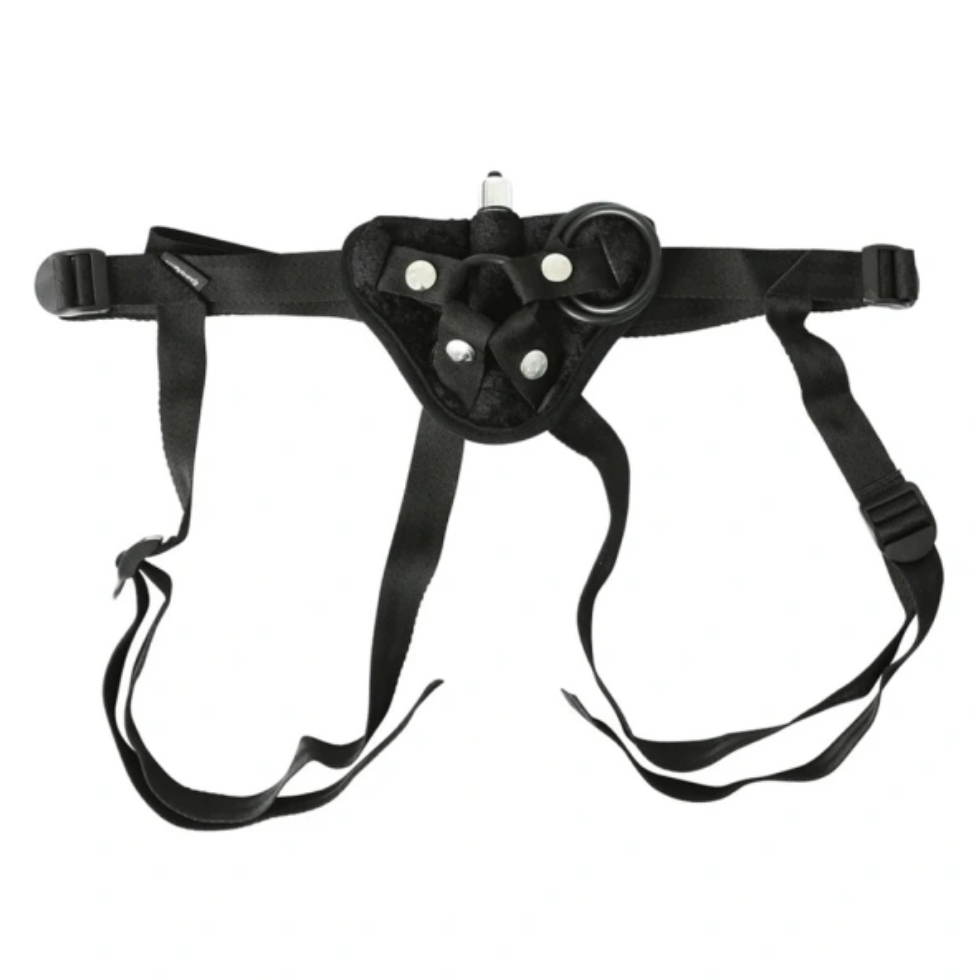 Sportsheets Vibrating Velvet Strap-On Harness Black