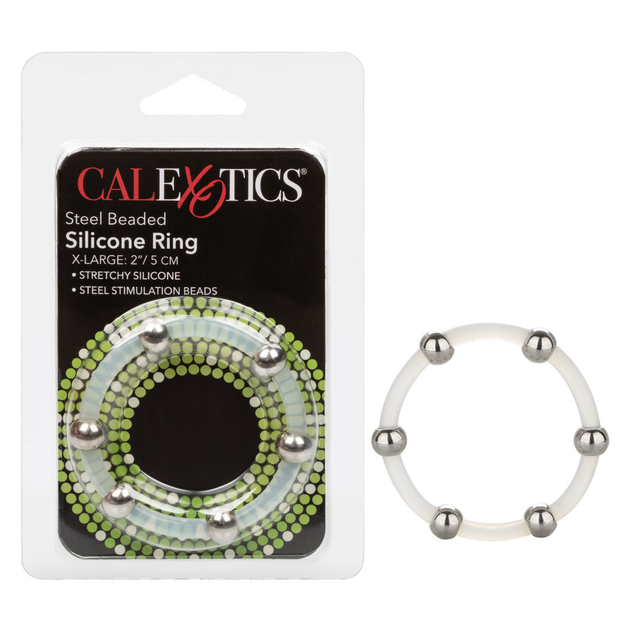 Steel Beaded Silicone Cock Ring XL 2 Inch