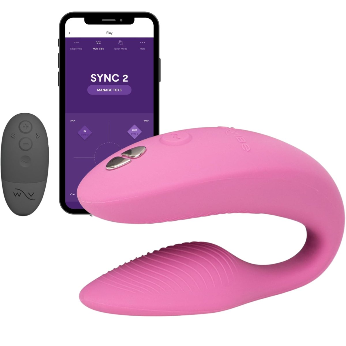 We-Vibe Sync 2 App Controlled Rechargeable Couples Vibrator, Pink
