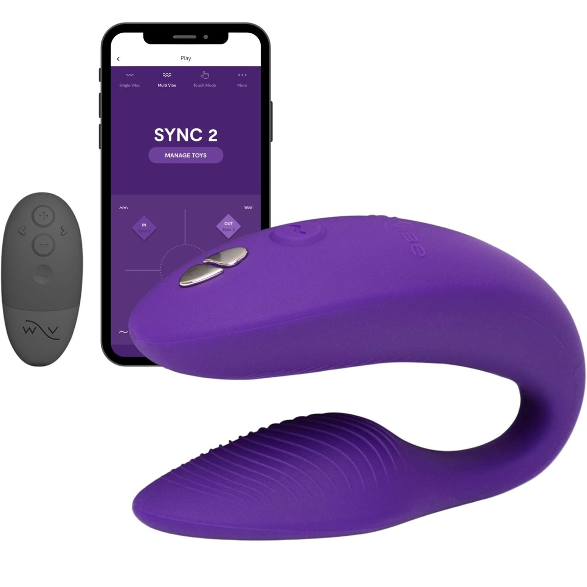 We-Vibe Sync 2 App Controlled Rechargeable Couples Vibrator, Purple