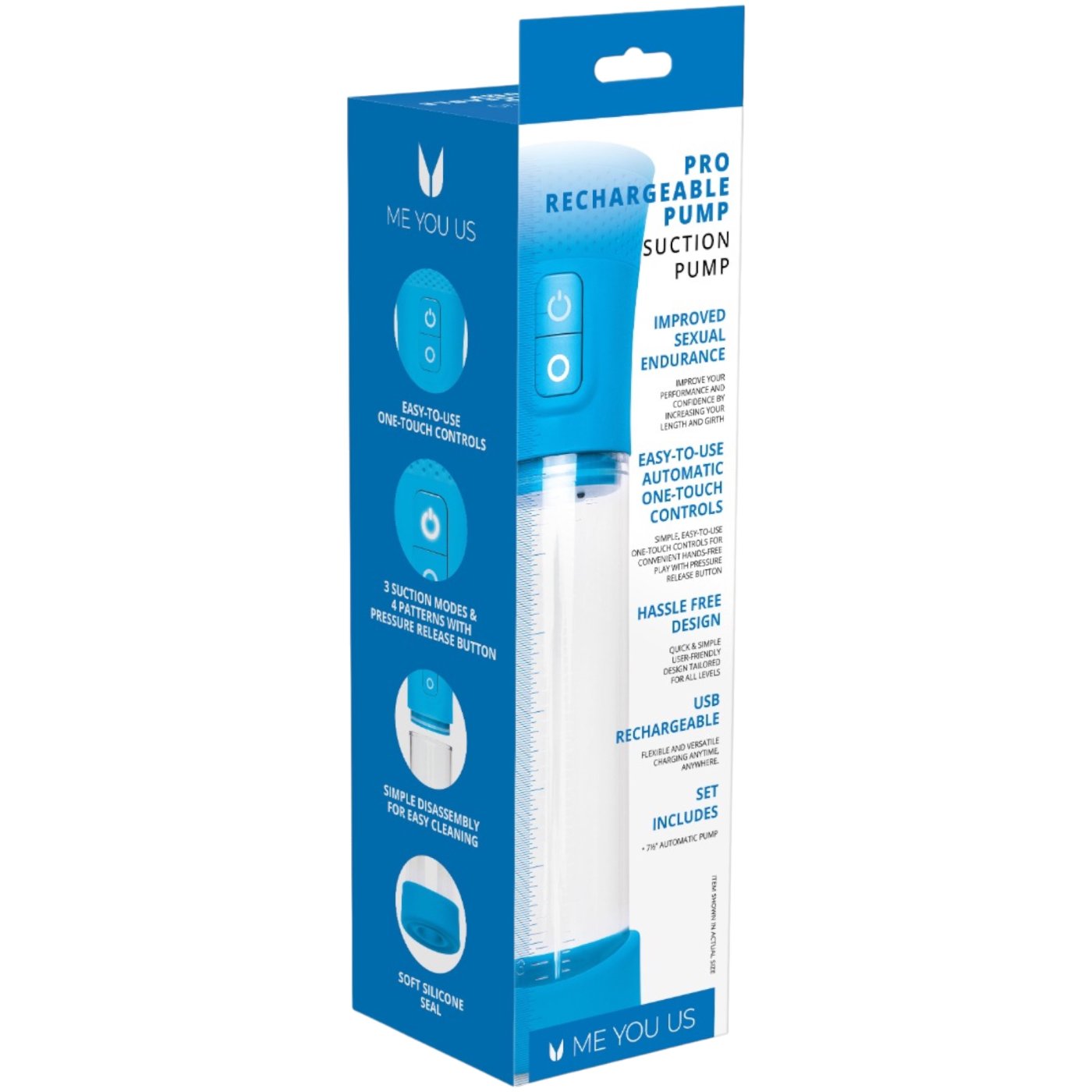 Me You Us Pro Rechargeable Suction Penis Pump Clear