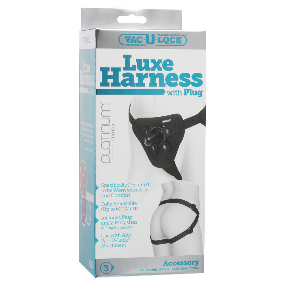 Vac-U-Lock Platinum Luxe Harness With Plug Black
